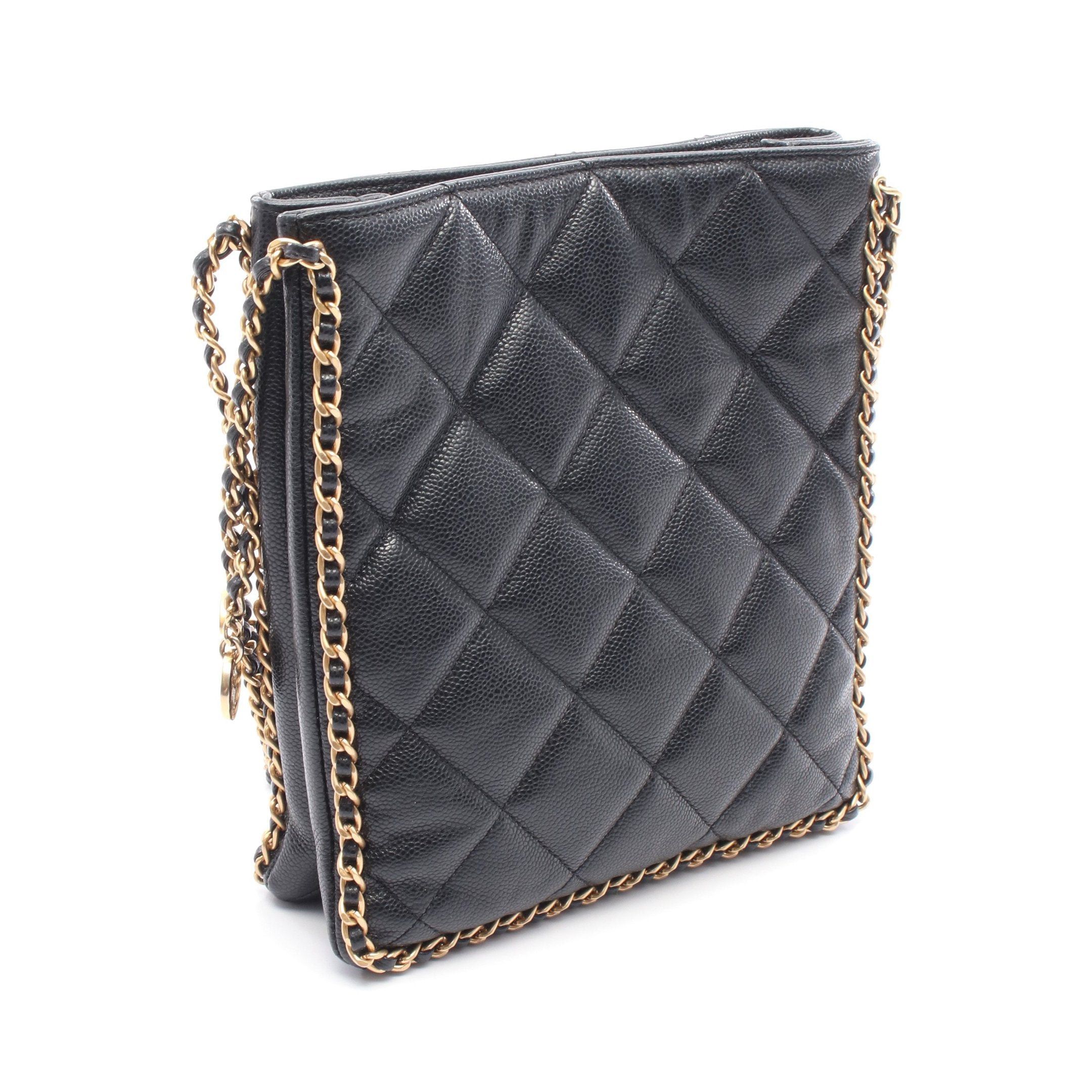 Chanel Chanel Small Shopping Bag Matelasse Chain Shoulder Caviar Skin Black Gold Hardware Size ONE SIZE - 2 Thumbnail
