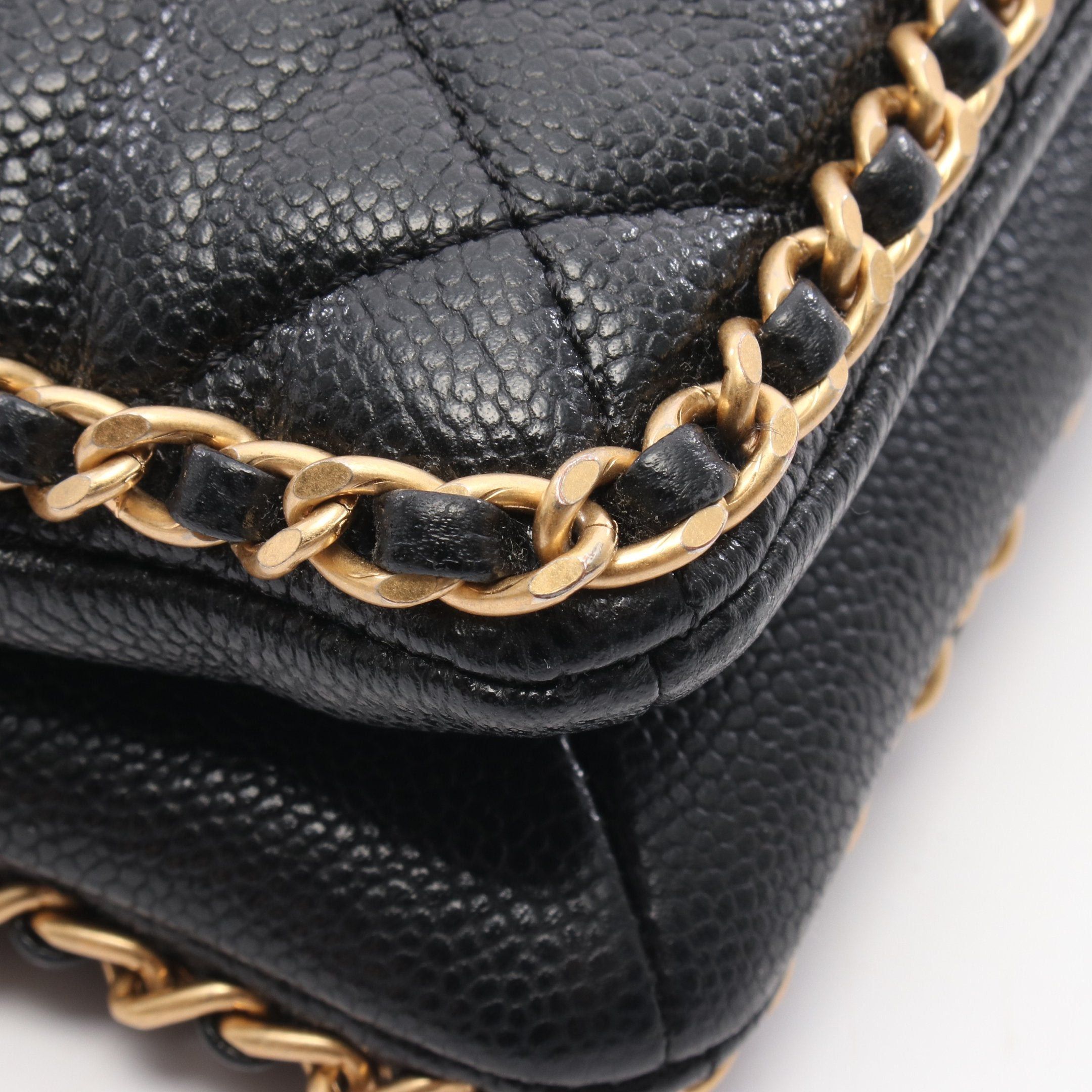 Chanel Chanel Small Shopping Bag Matelasse Chain Shoulder Caviar Skin Black Gold Hardware Size ONE SIZE - 6 Thumbnail