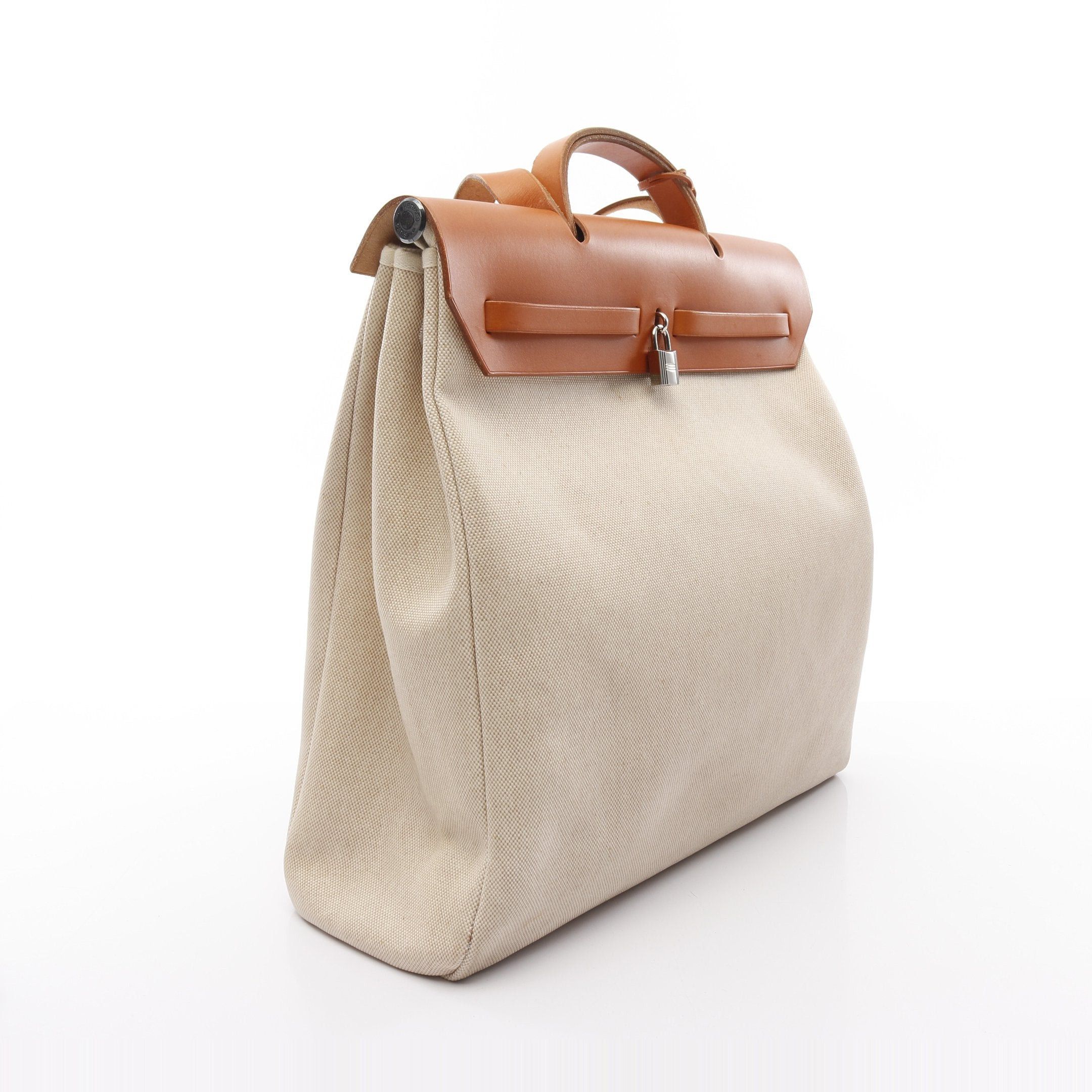 Hermes Hermes Herbag Gm Handbag Toile Ash Leather Brown Beige Silver Hardware □C Stamp Size ONE SIZE - 2 Thumbnail