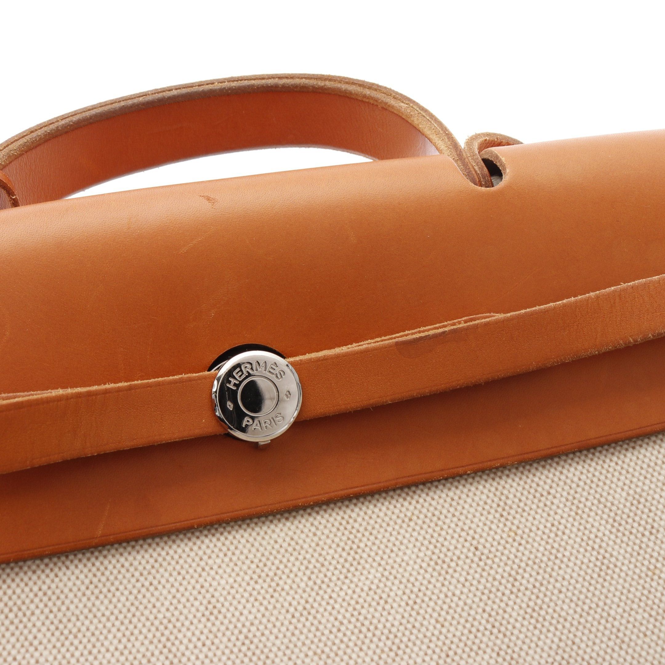 Hermes Hermes Herbag Gm Handbag Toile Ash Leather Brown Beige Silver Hardware □C Stamp Size ONE SIZE - 9 Thumbnail