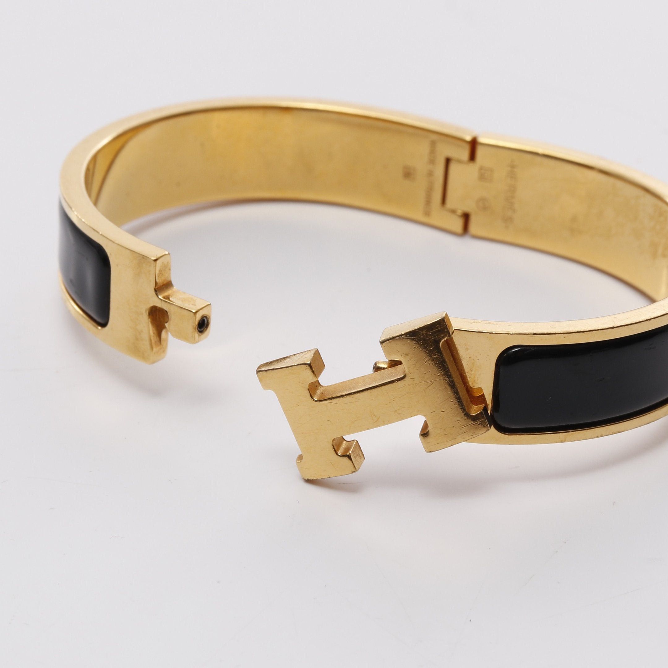 Hermes Hermes Click Crack Pm Bangle Gp Enamel Gold Black Size ONE SIZE - 3 Thumbnail