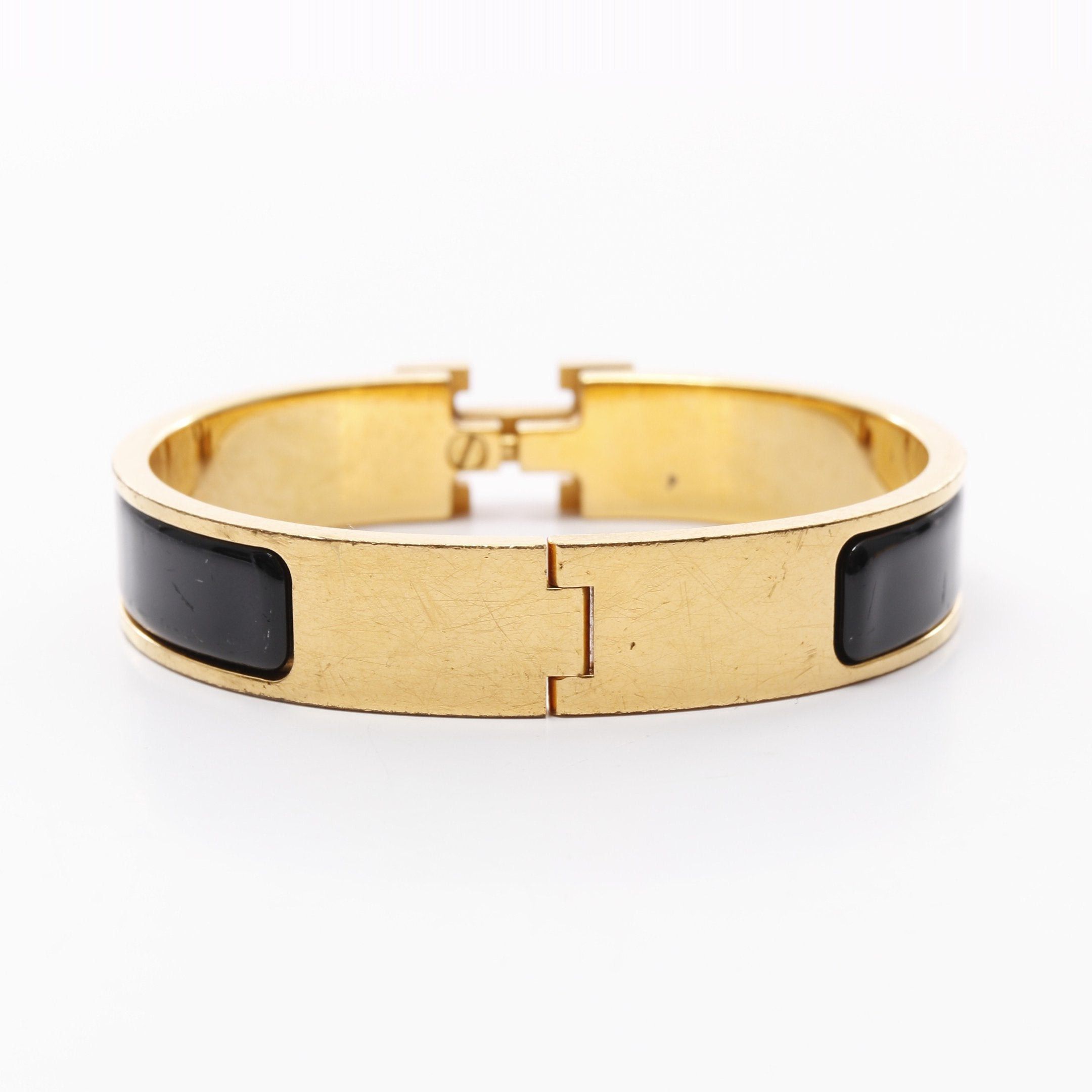 Hermes Hermes Click Crack Pm Bangle Gp Enamel Gold Black Size ONE SIZE - 2 Thumbnail
