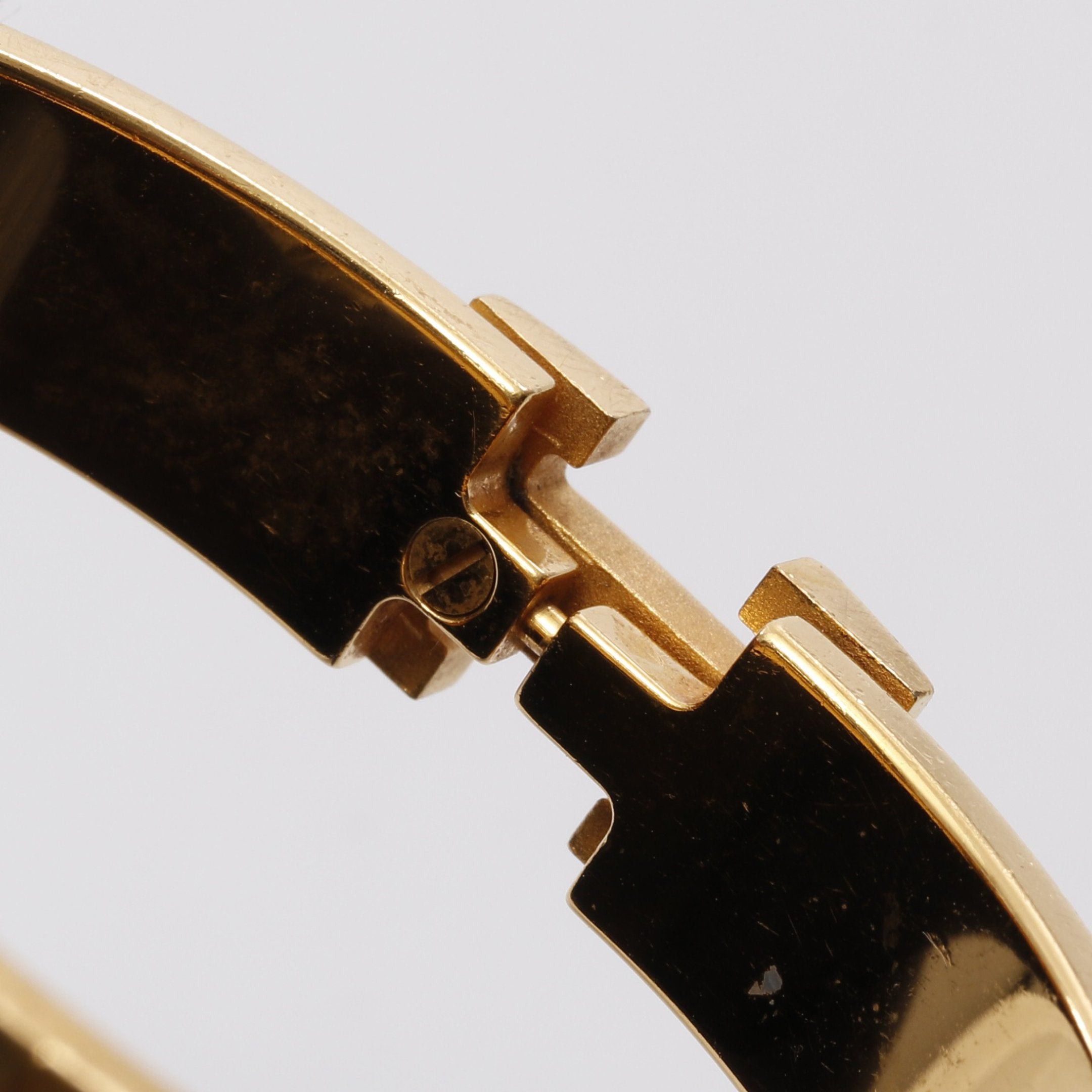 Hermes Hermes Click Crack Pm Bangle Gp Enamel Gold Black Size ONE SIZE - 9 Thumbnail