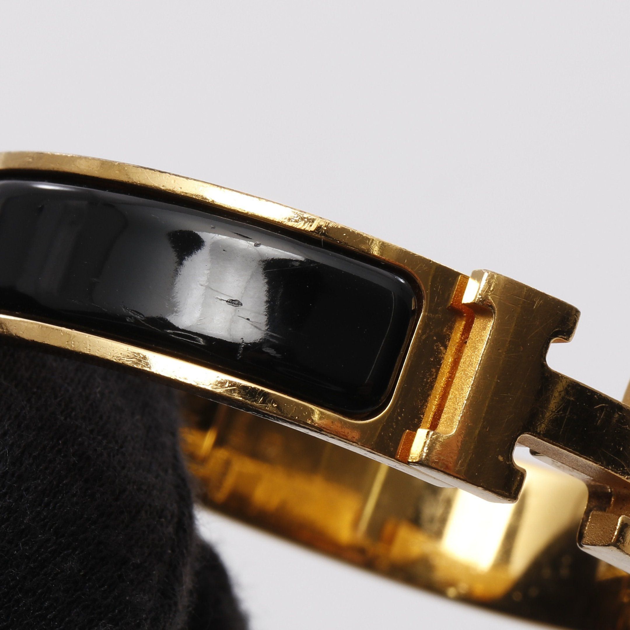 Hermes Hermes Click Crack Pm Bangle Gp Enamel Gold Black Size ONE SIZE - 10 Thumbnail