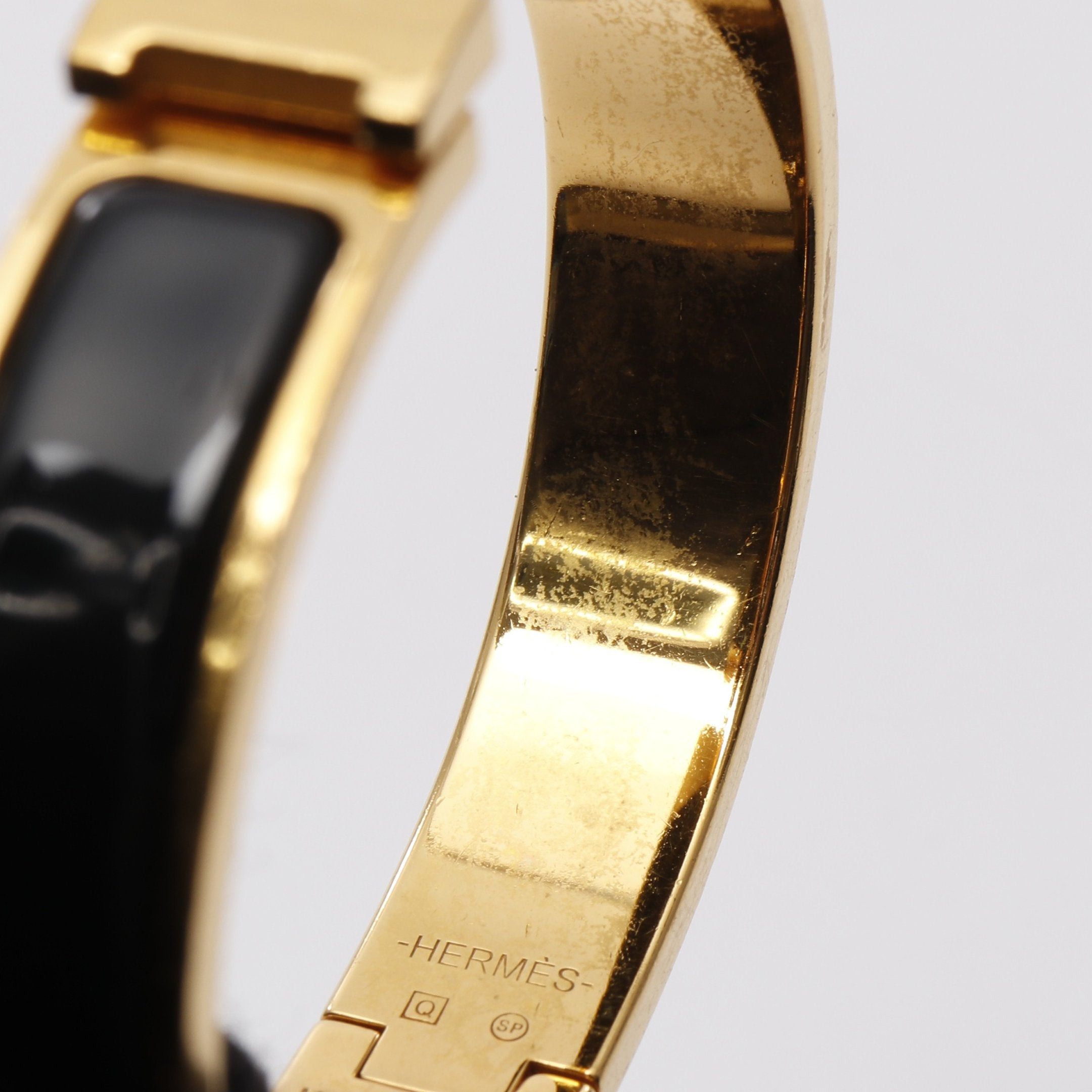 Hermes Hermes Click Crack Pm Bangle Gp Enamel Gold Black Size ONE SIZE - 6 Thumbnail