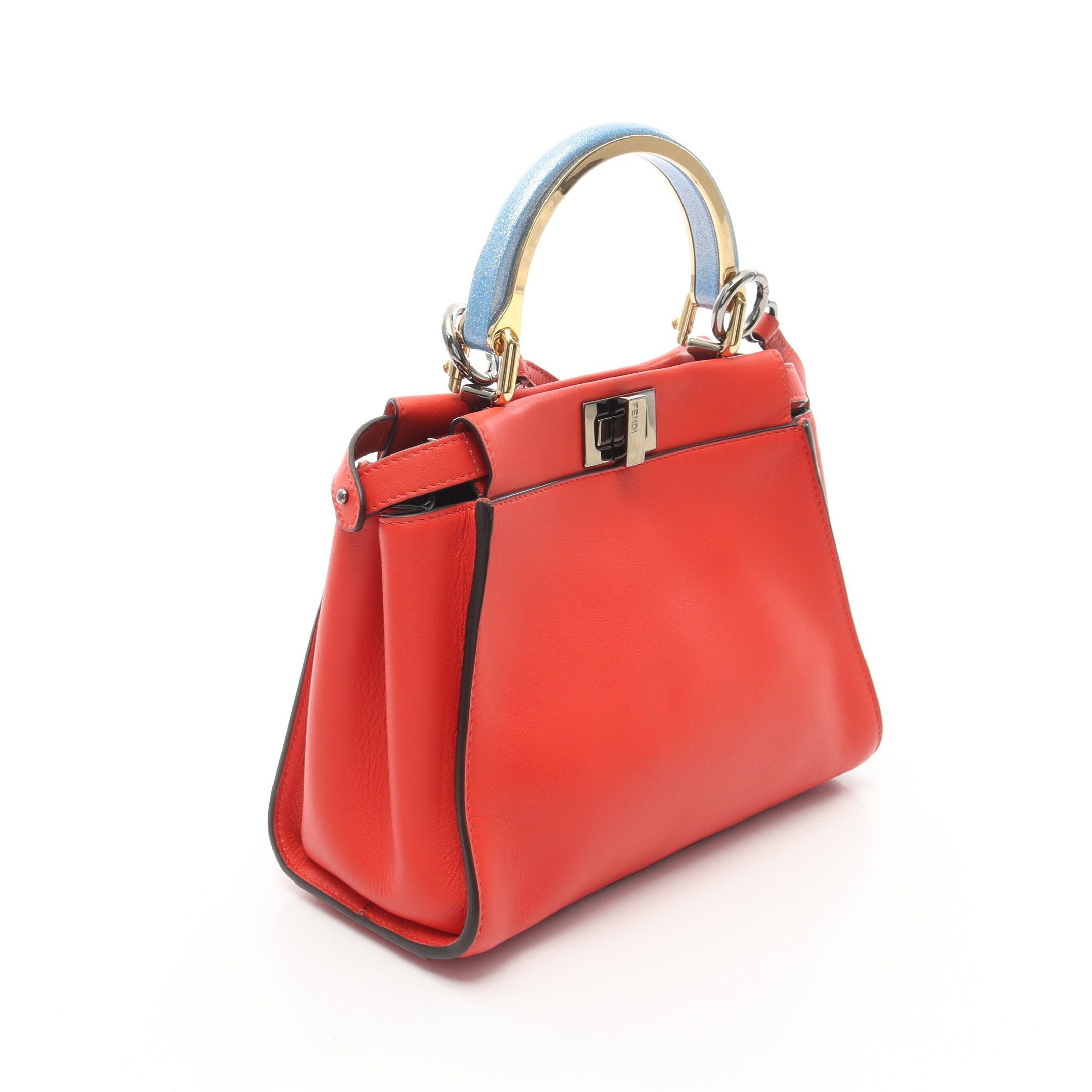 Fendi Fendi Ｍini Peekaboo Iconic Handbag Leather Red Size ONE SIZE - 2 Thumbnail