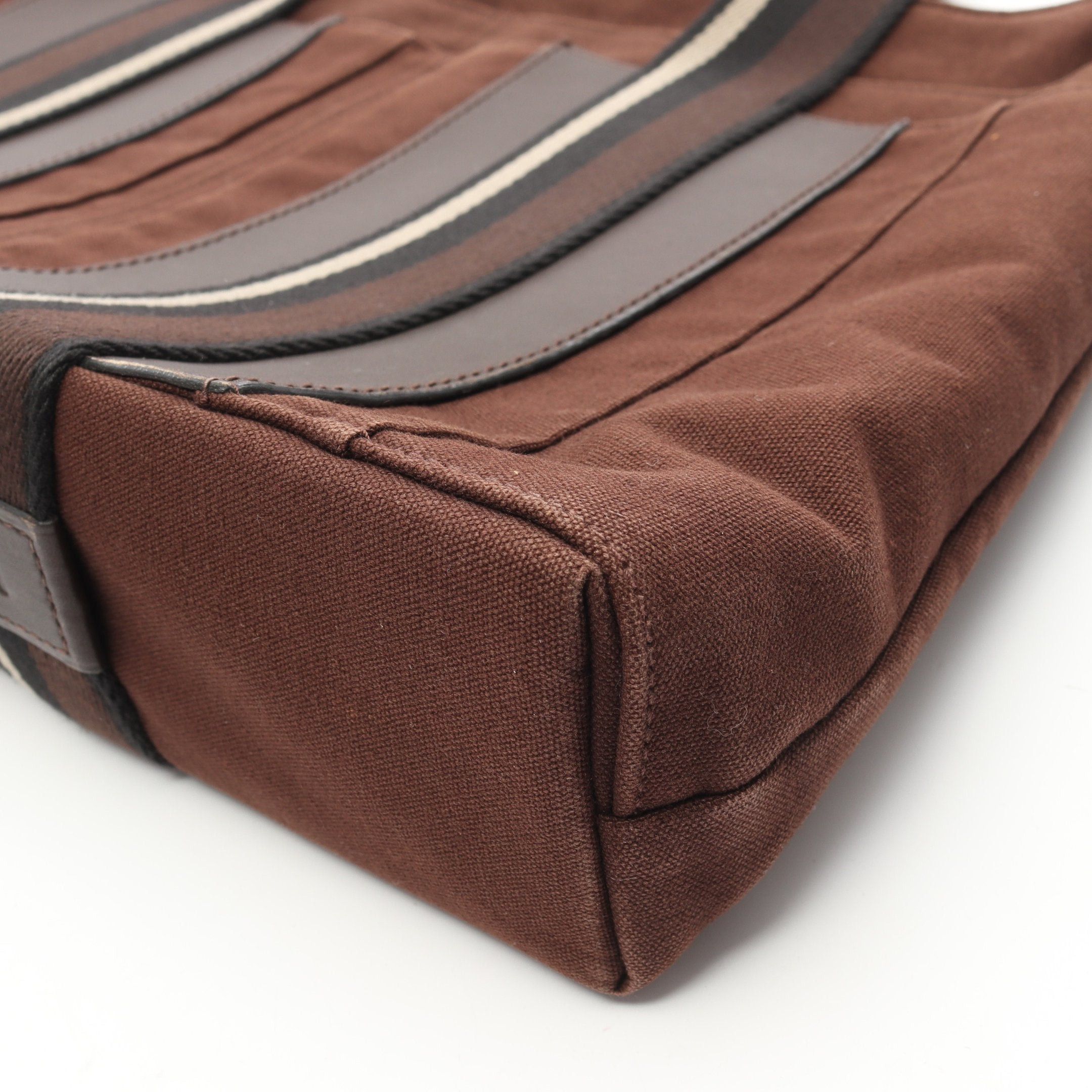 Hermes Hermes Troca Horizontal Mm Handbag Tote Bag Canvas Leather Dark Brown Silver Hardware Size ONE SIZE - 6 Thumbnail