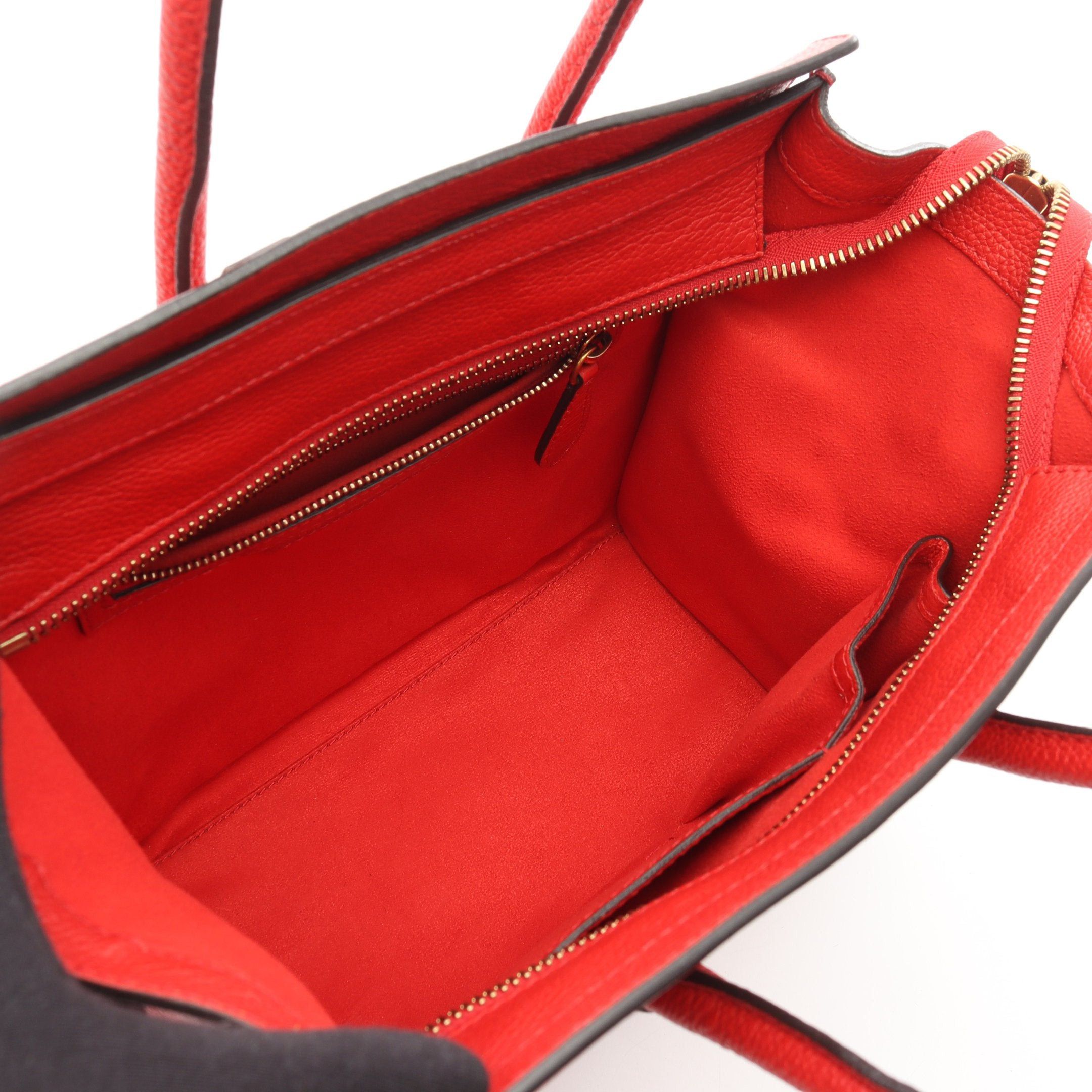 Celine Celine Luggage Micro Shopper Handbag Tote Bag Leather Red Size ONE SIZE - 3 Thumbnail