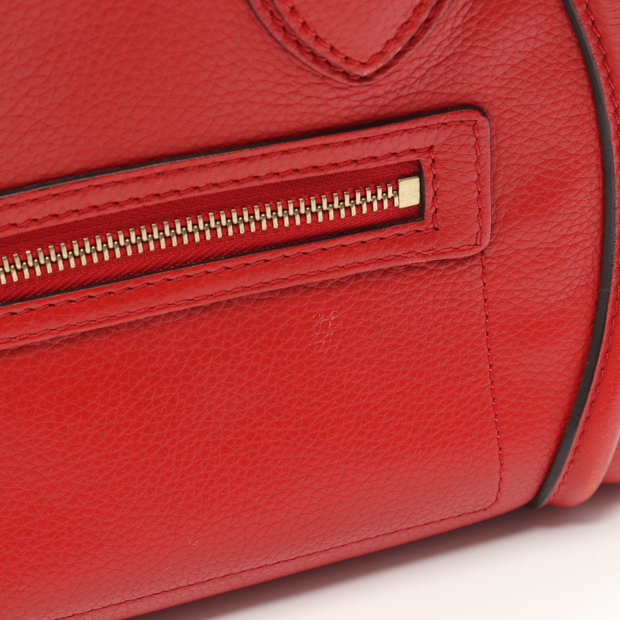 Celine Celine Luggage Micro Shopper Handbag Tote Bag Leather Red Size ONE SIZE - 6 Thumbnail