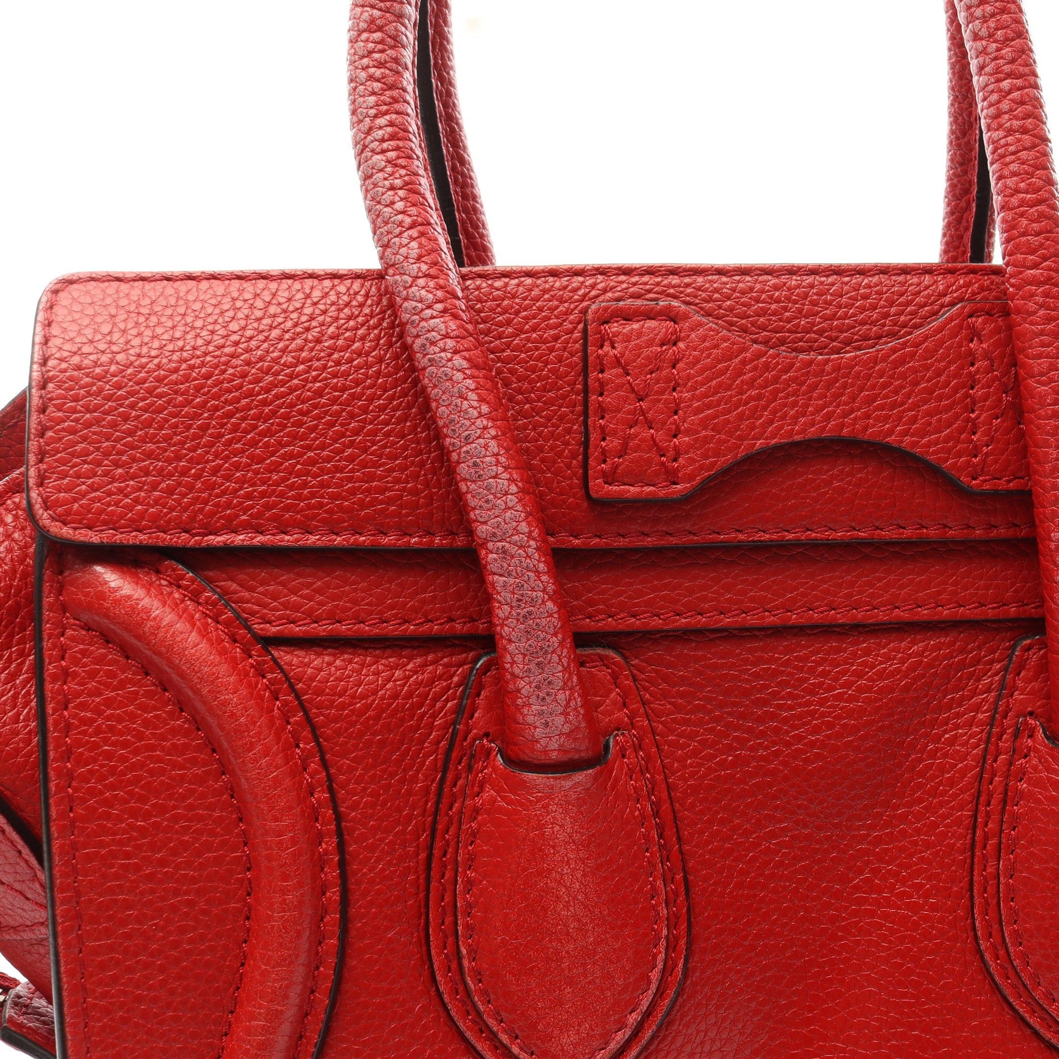 Celine Celine Luggage Micro Shopper Handbag Tote Bag Leather Red Size ONE SIZE - 10 Thumbnail