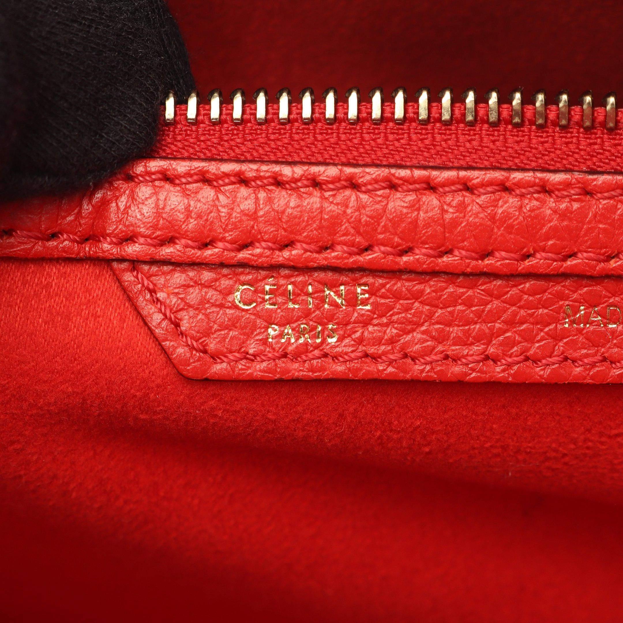Celine Celine Luggage Micro Shopper Handbag Tote Bag Leather Red Size ONE SIZE - 4 Thumbnail