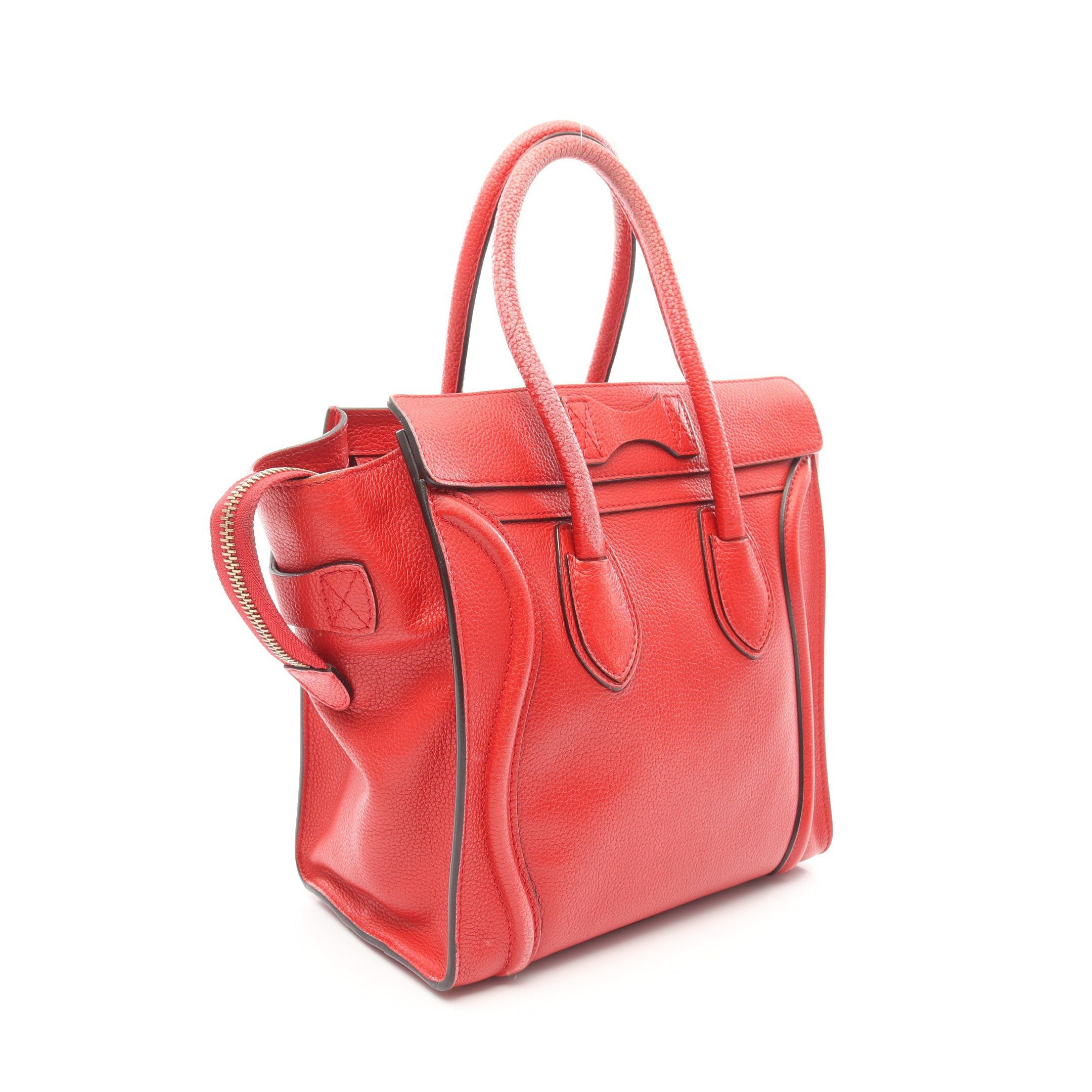 Celine Celine Luggage Micro Shopper Handbag Tote Bag Leather Red Size ONE SIZE - 2 Thumbnail