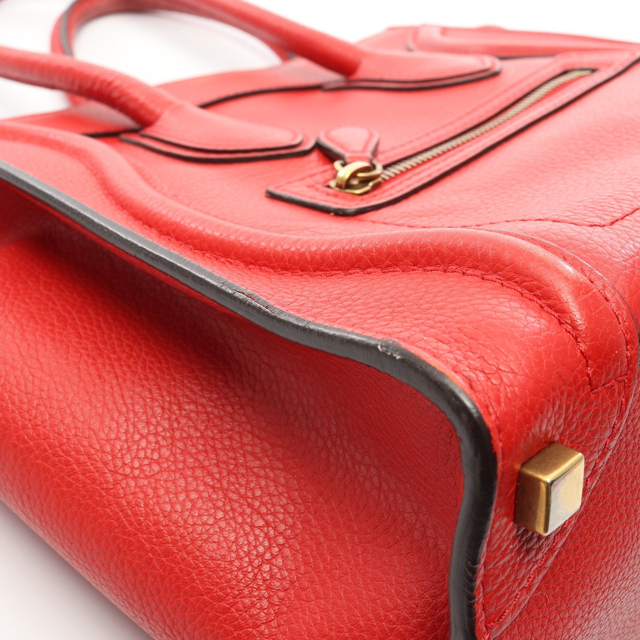 Celine Celine Luggage Micro Shopper Handbag Tote Bag Leather Red Size ONE SIZE - 12 Thumbnail