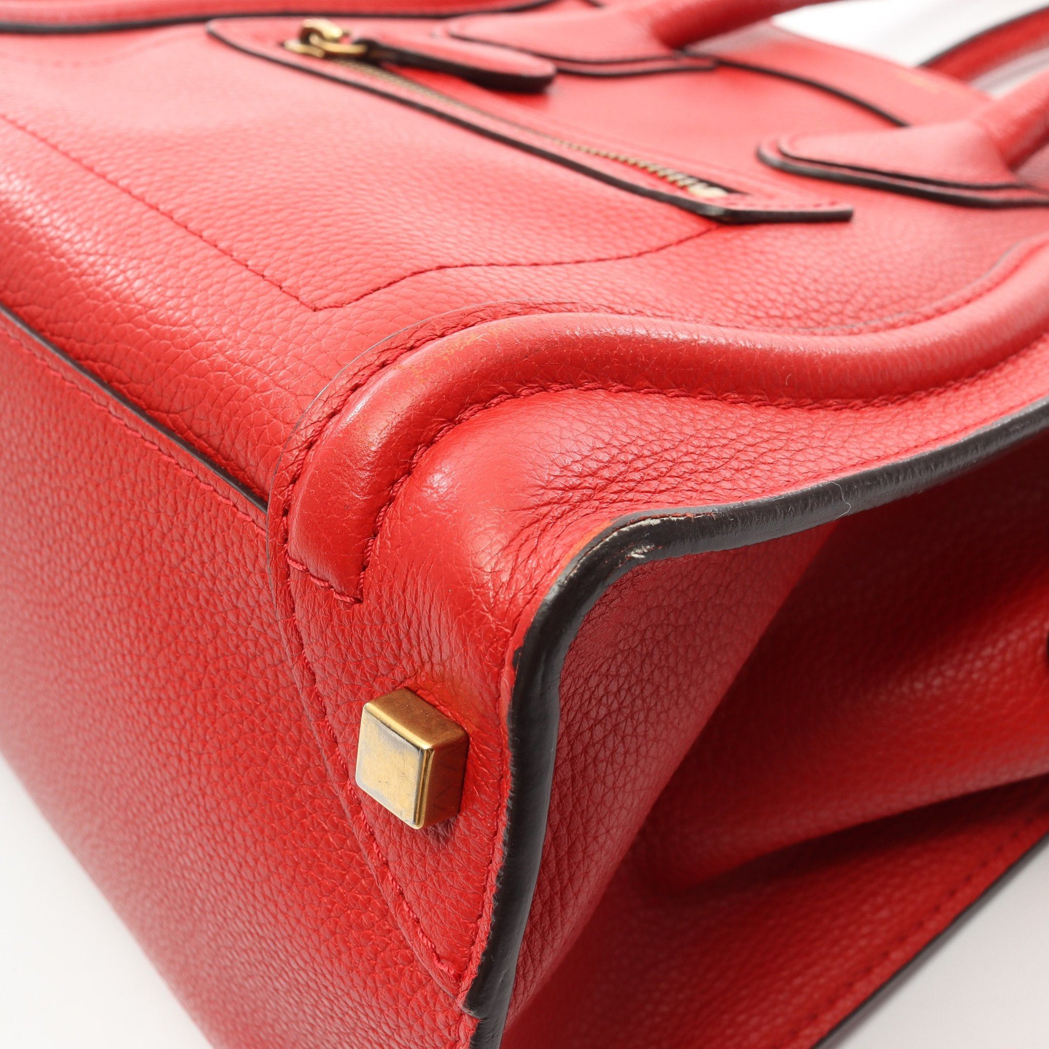 Celine Celine Luggage Micro Shopper Handbag Tote Bag Leather Red Size ONE SIZE - 11 Thumbnail