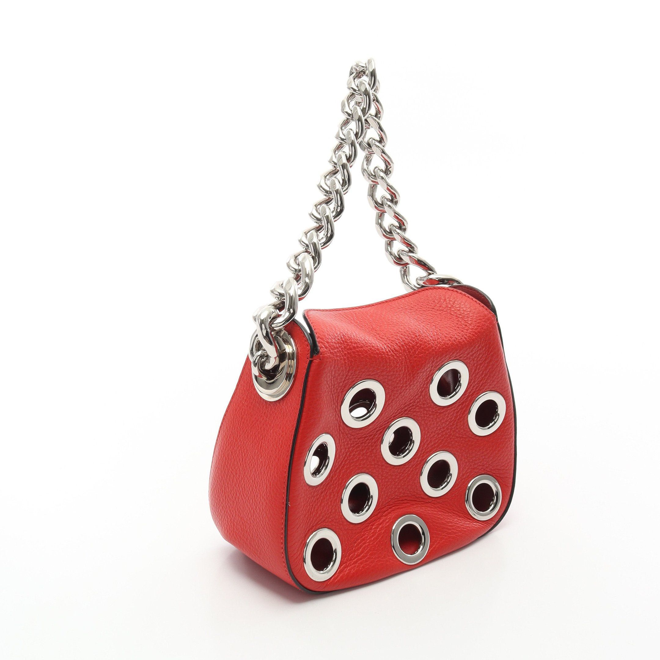 Prada Prada Chain Handbag Eyelet Red Size ONE SIZE - 2 Thumbnail