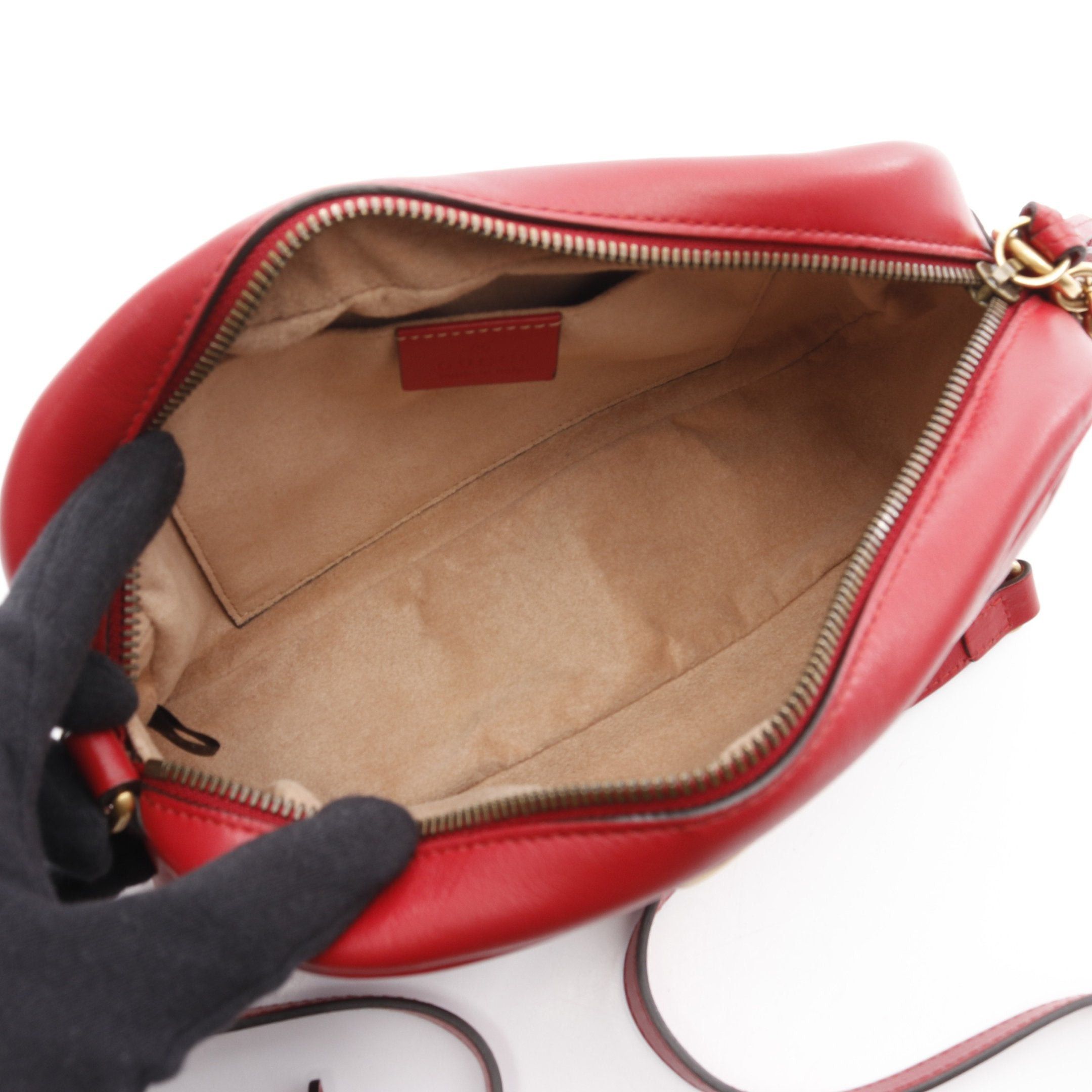 Gucci Gucci Gg Marmont Chain Shoulder Bag Leather Red Size ONE SIZE - 3 Thumbnail