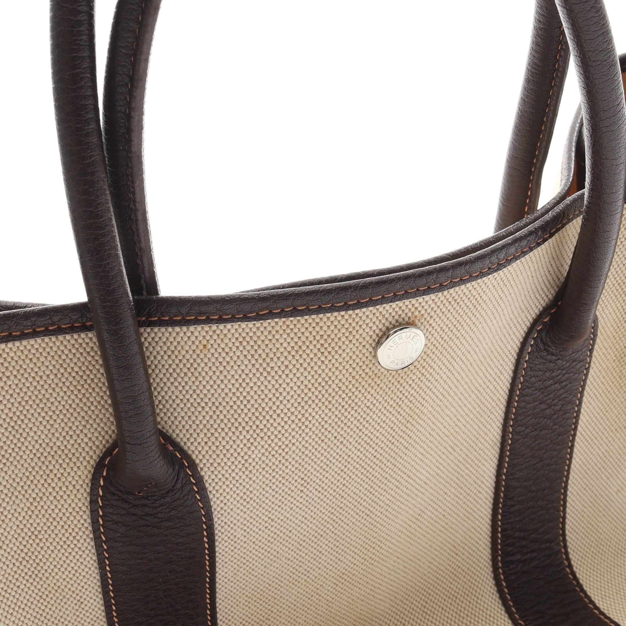 Hermes Hermes Garden Party Pm Handbag Tote Bag Toile Ash Leather Light Beige Dark Brown Silver Hardware □I Stamp (Manufactured Around 2005) Size ONE SIZE - 9 Thumbnail