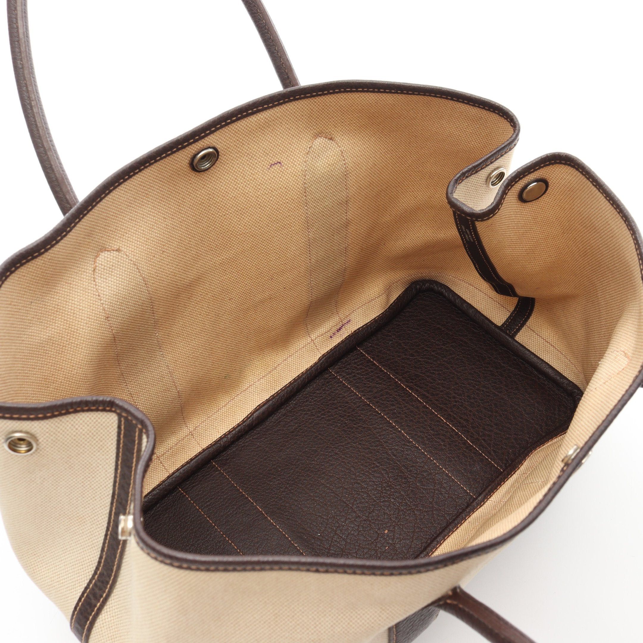 Hermes Hermes Garden Party Pm Handbag Tote Bag Toile Ash Leather Light Beige Dark Brown Silver Hardware □I Stamp (Manufactured Around 2005) Size ONE SIZE - 3 Thumbnail