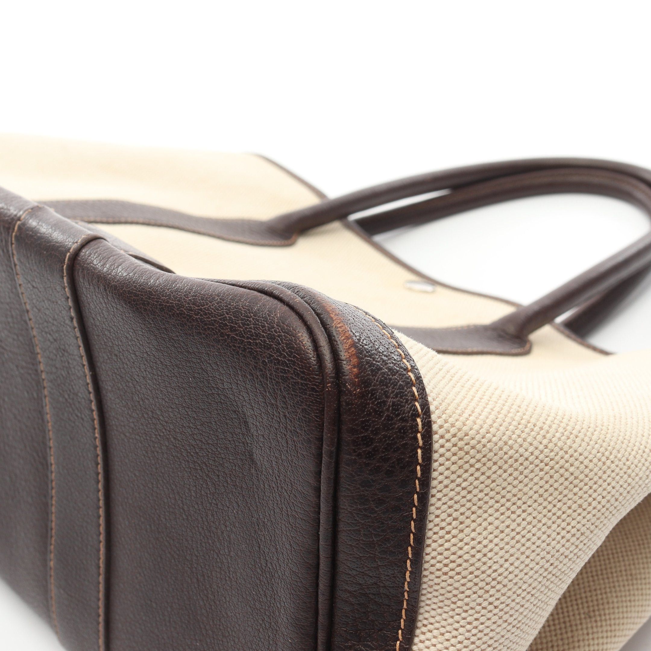 Hermes Hermes Garden Party Pm Handbag Tote Bag Toile Ash Leather Light Beige Dark Brown Silver Hardware □I Stamp (Manufactured Around 2005) Size ONE SIZE - 10 Thumbnail