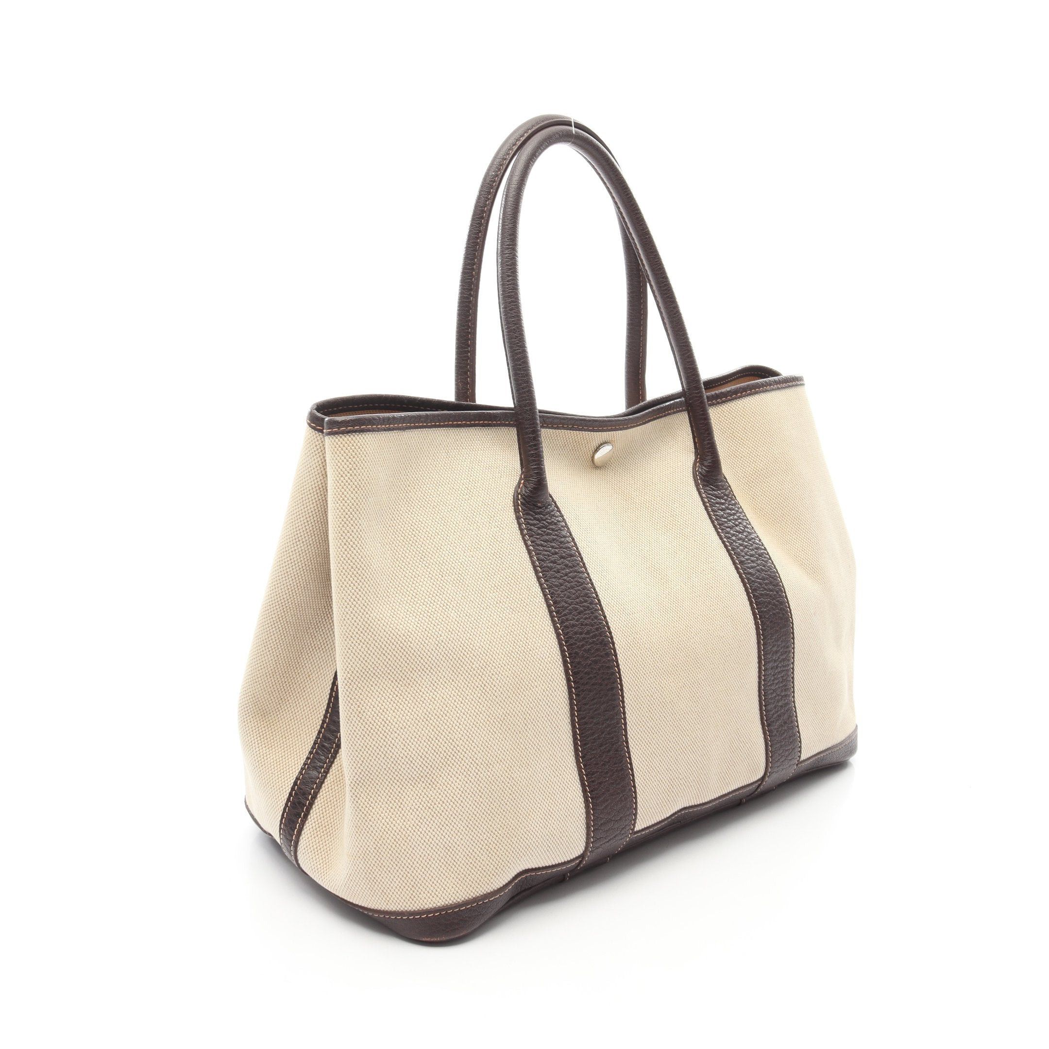 Hermes Hermes Garden Party Pm Handbag Tote Bag Toile Ash Leather Light Beige Dark Brown Silver Hardware □I Stamp (Manufactured Around 2005) Size ONE SIZE - 2 Thumbnail