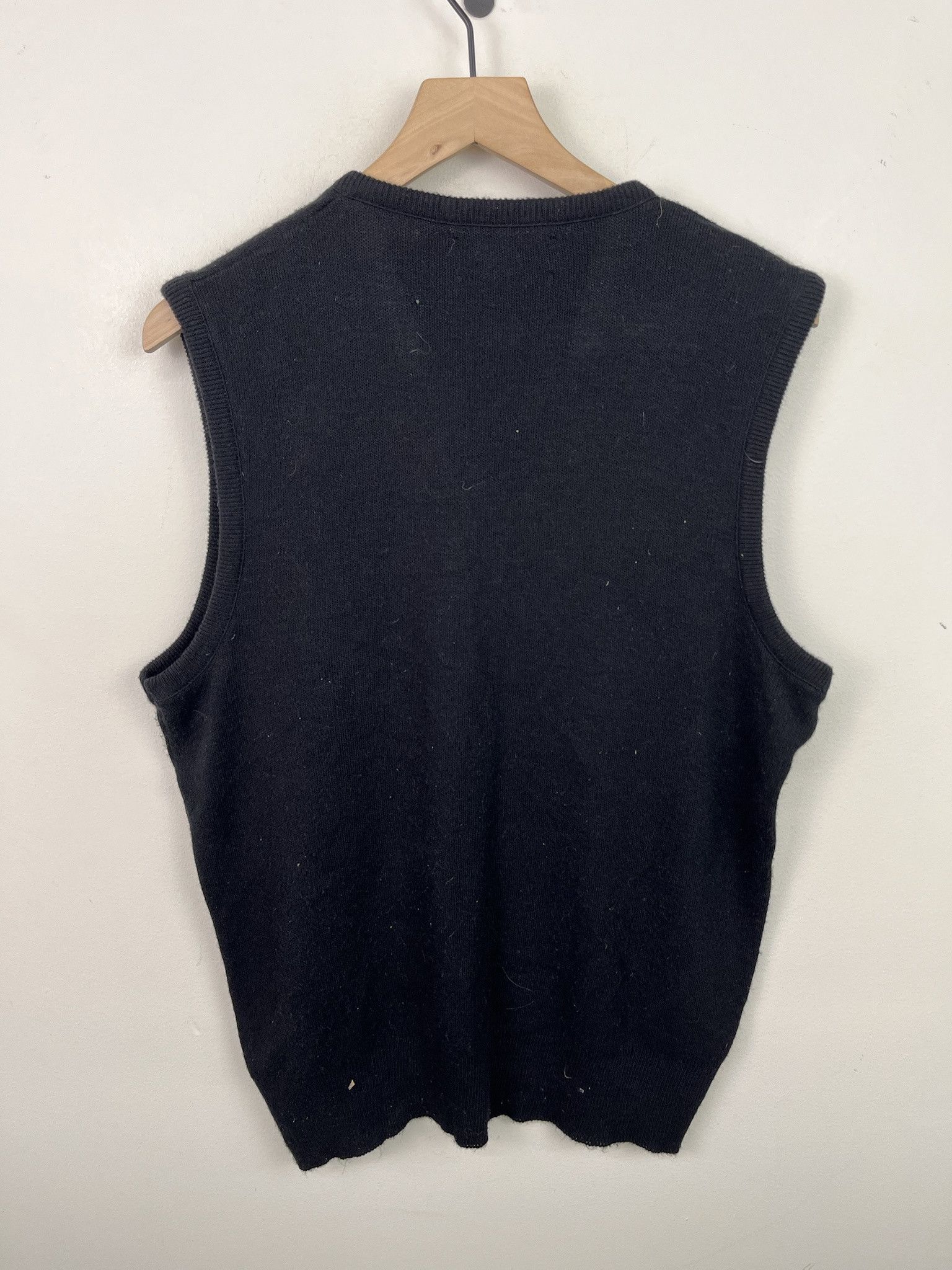Vintage Vintage 90s Orlon Acrylic Black Knit Vest Size XL Size US XL / EU 56 / 4 - 3 Thumbnail