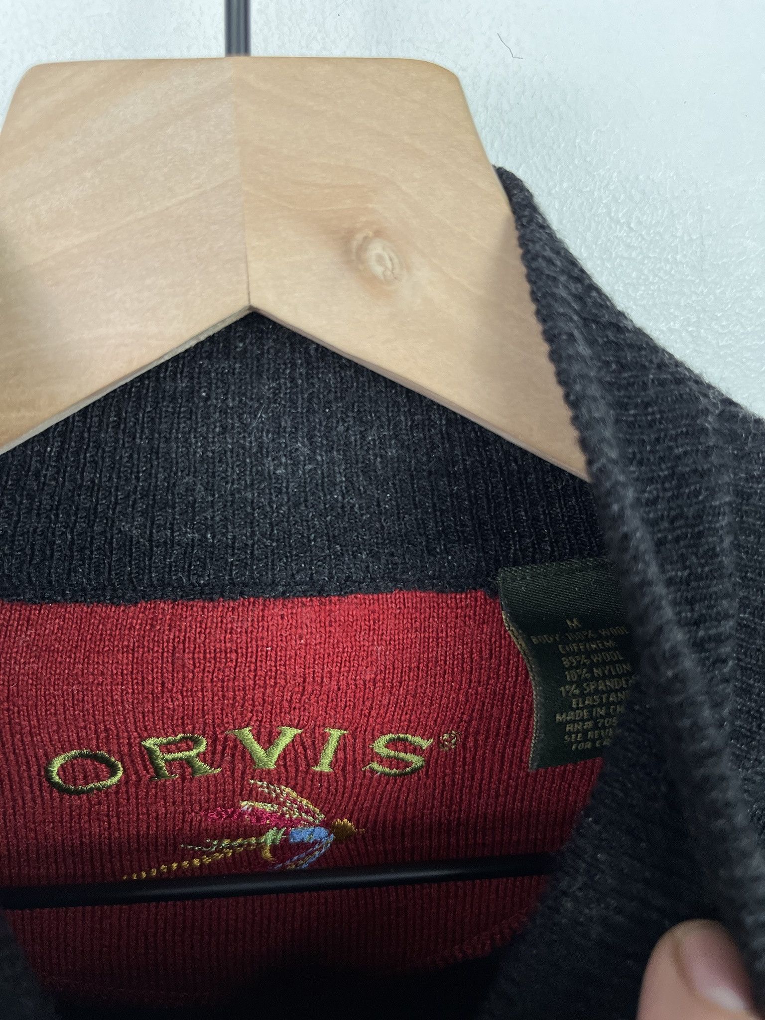 Orvis Vintage 90s Orvis Quarterzip Leather Accent Knit Swaeter Size M Size US M / EU 48-50 / 2 - 2 Thumbnail