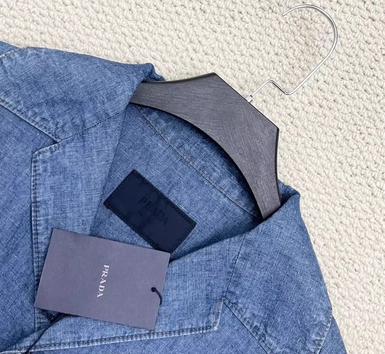 Prada Prada Blue Denim Short Sleeve Shirt Size US M / EU 48-50 / 2 - 3 Thumbnail