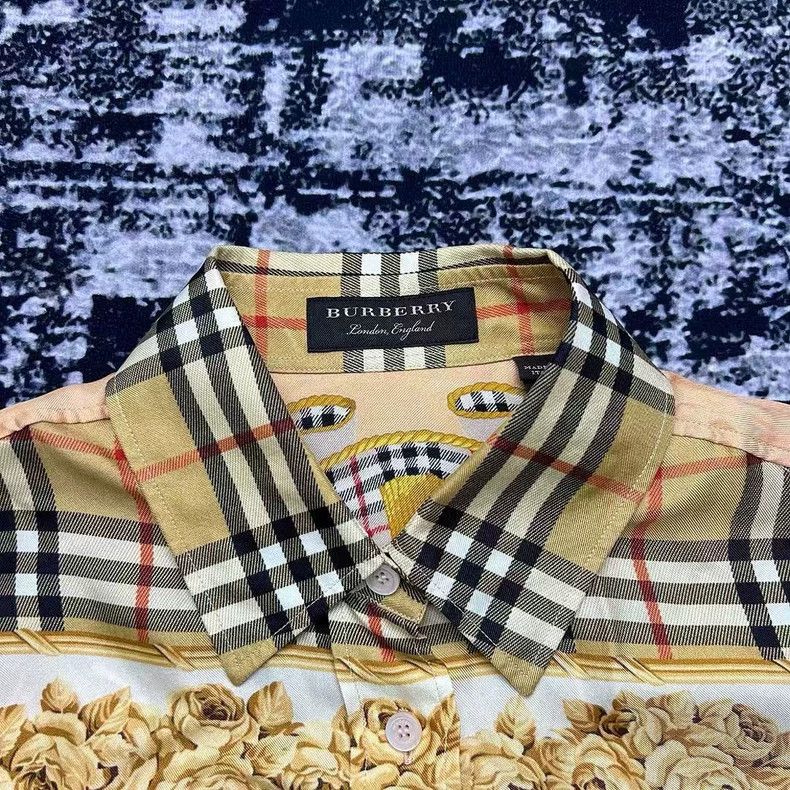 Burberry Burberry Floral Check Silk Shirt Size US M / EU 48-50 / 2 - 2 Thumbnail