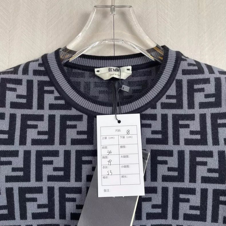 Fendi Fendi Knit Long Sleeve Sweater in Black Gray Size US M / EU 48-50 / 2 - 2 Thumbnail