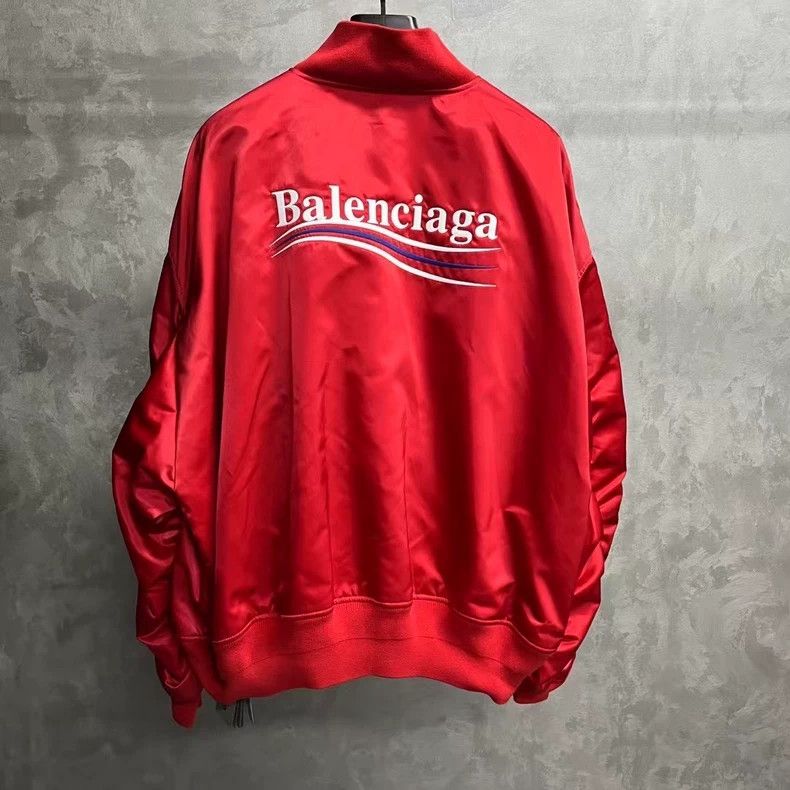 Balenciaga Balenciaga Red Logo Print Button-Up Jacket Size US XXS / EU 40 - 5 Thumbnail