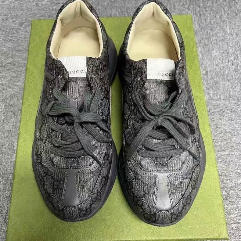 Gucci Gucci Gray Leather Low Top Sneakers Size US 8 / EU 41 - 2 Thumbnail
