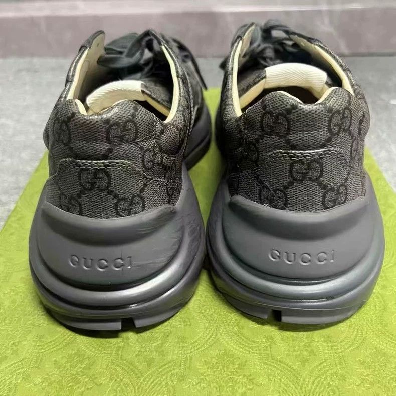 Gucci Gucci Gray Leather Low Top Sneakers Size US 8 / EU 41 - 3 Thumbnail