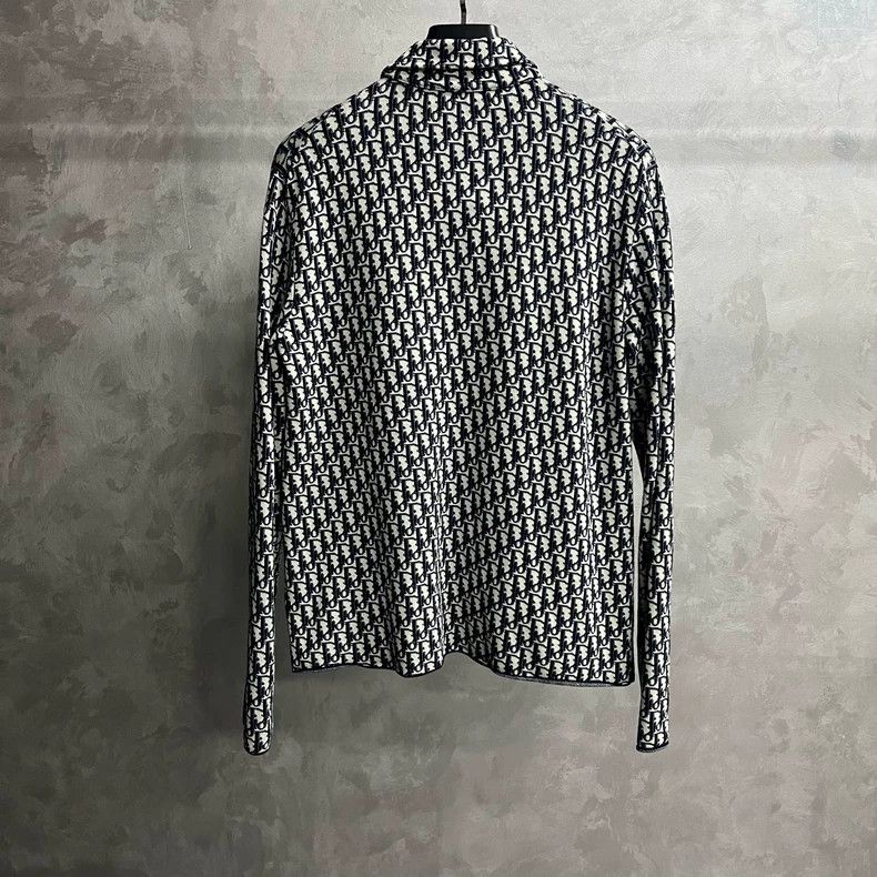 Dior Beige Navy Logo Print Long Sleeve Shirt Size US M / EU 48-50 / 2 - 5 Thumbnail