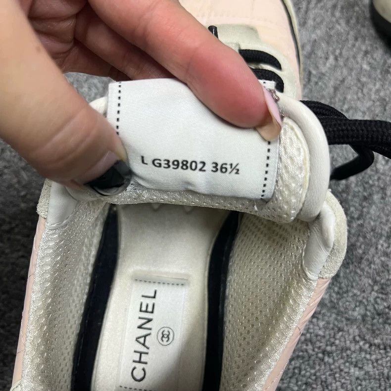 Chanel Chanel Pink and White Low Top Sneakers Size US 6.5 / EU 39-40 - 4 Thumbnail