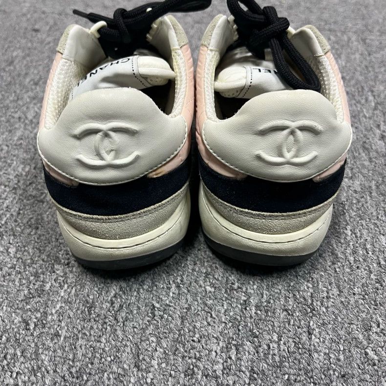 Chanel Chanel Pink and White Low Top Sneakers Size US 6.5 / EU 39-40 - 3 Thumbnail