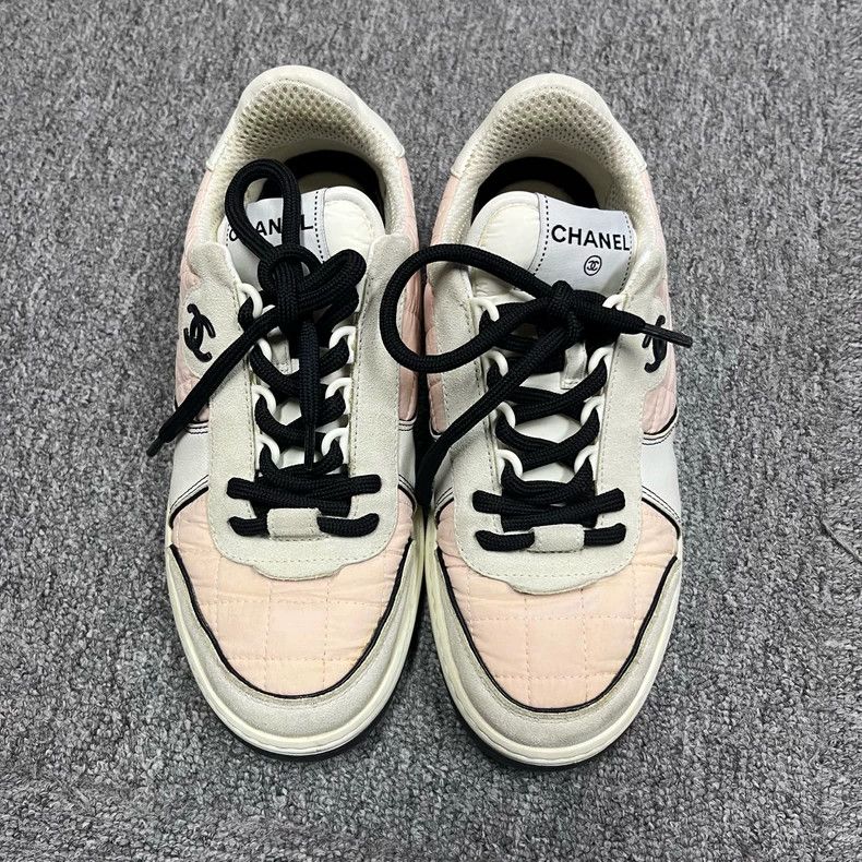 Chanel Chanel Pink and White Low Top Sneakers Size US 6.5 / EU 39-40 - 2 Thumbnail