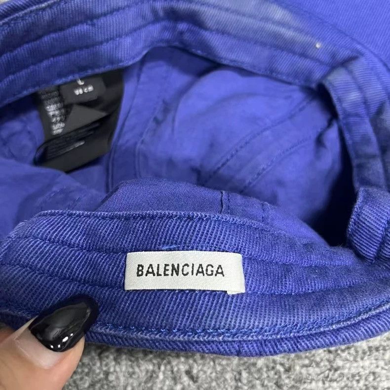 Balenciaga Balenciaga Blue Distressed Logo Baseball Cap Size ONE SIZE - 3 Thumbnail