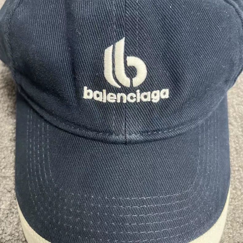 Balenciaga Balenciaga Navy Blue Logo Embroidered Cap Size ONE SIZE - 2 Thumbnail