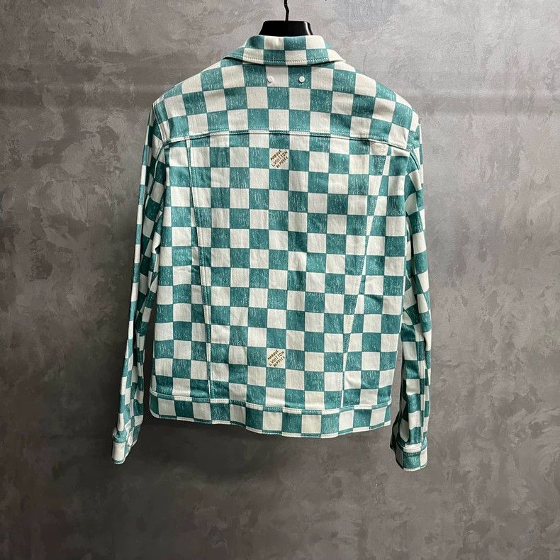 Louis Vuitton Louis Vuitton Green Checkered Denim Jacket Size US L / EU 52-54 / 3 - 5 Thumbnail
