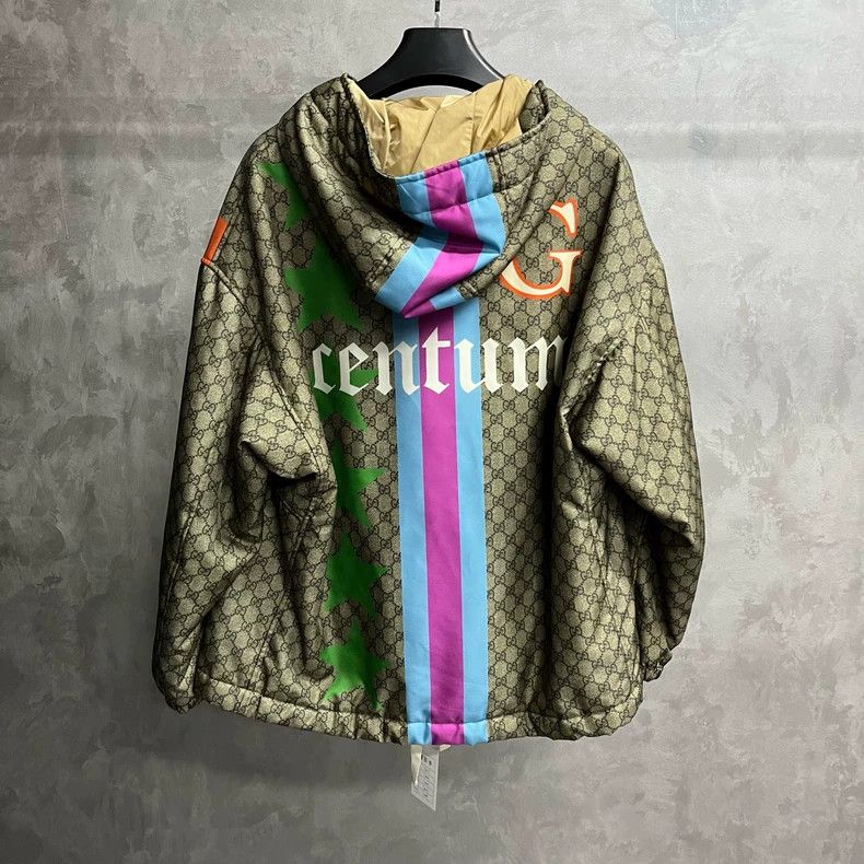 Gucci Gucci Khaki Striped Hooded Long Sleeve Jacket Size US L / EU 52-54 / 3 - 5 Thumbnail
