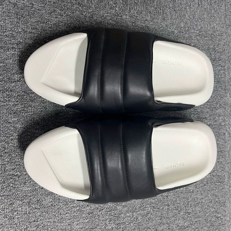 Balmain Balmain Black and White Fashion Slippers Size US 10 / EU 43 - 2 Thumbnail