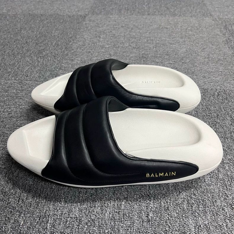 Balmain Balmain Black and White Fashion Slippers Size US 10 / EU 43 - 3 Thumbnail