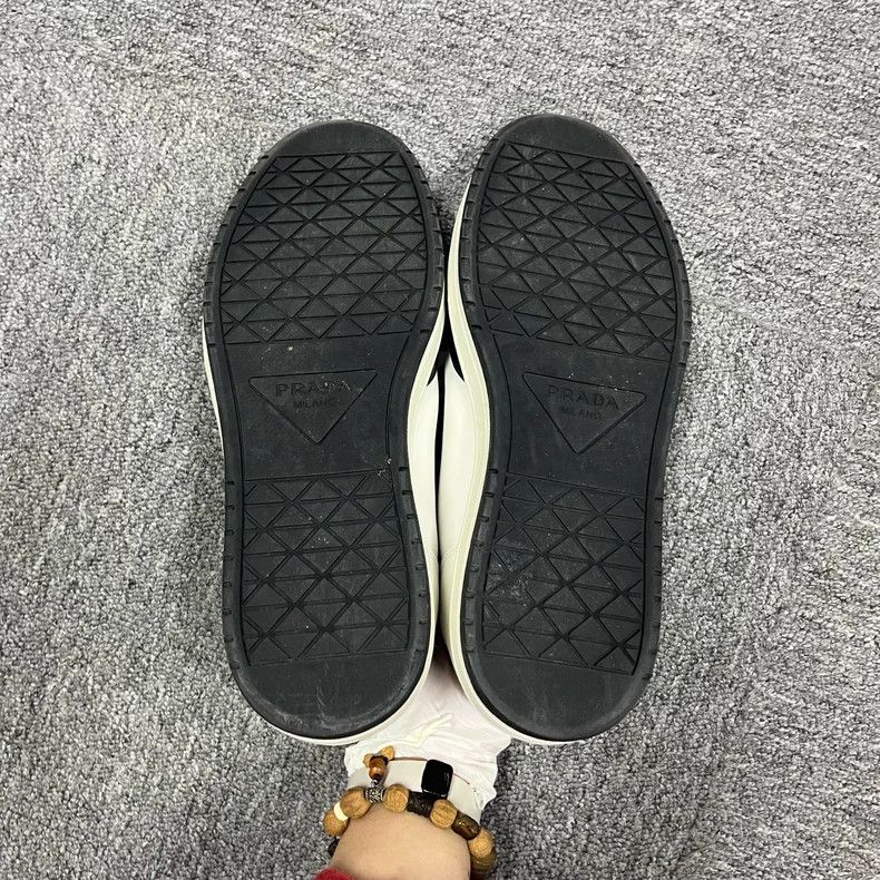 Prada Prada Black Leather Fashion Sneakers with Laces Size US 6.5 / EU 39-40 - 5 Thumbnail