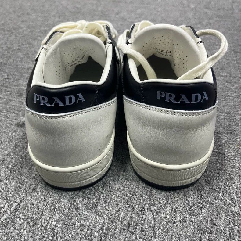 Prada Prada Black Leather Fashion Sneakers with Laces Size US 6.5 / EU 39-40 - 3 Thumbnail