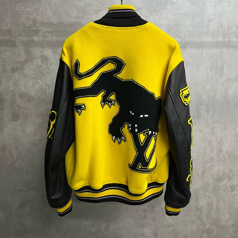 Louis Vuitton Louis Vuitton Yellow Logo Embroidered Baseball Jacket Size US L / EU 52-54 / 3 - 5 Thumbnail