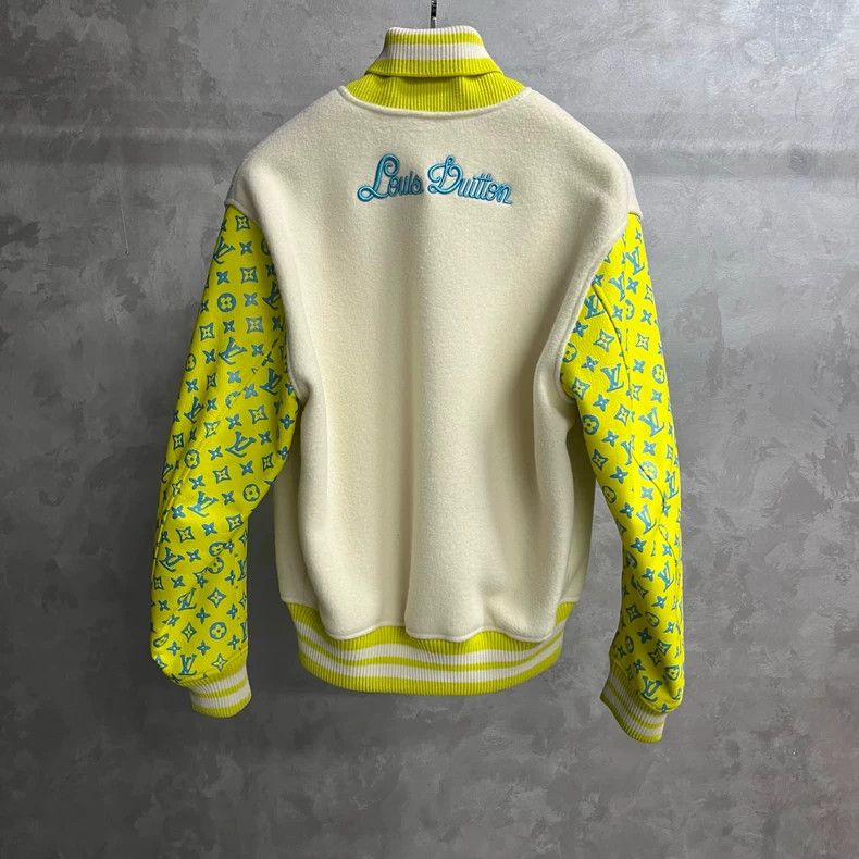 Louis Vuitton Yellow Logo Print Baseball Jacket Size US L / EU 52-54 / 3 - 5 Thumbnail