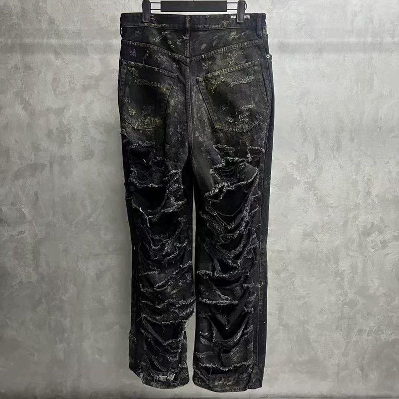 Balenciaga Balenciaga Distressed Denim Pants in Green Size US 26 / EU 42 - 6 Thumbnail