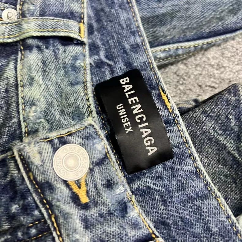 Balenciaga Balenciaga Blue Distressed Denim Pants Size US 26 / EU 42 - 2 Thumbnail