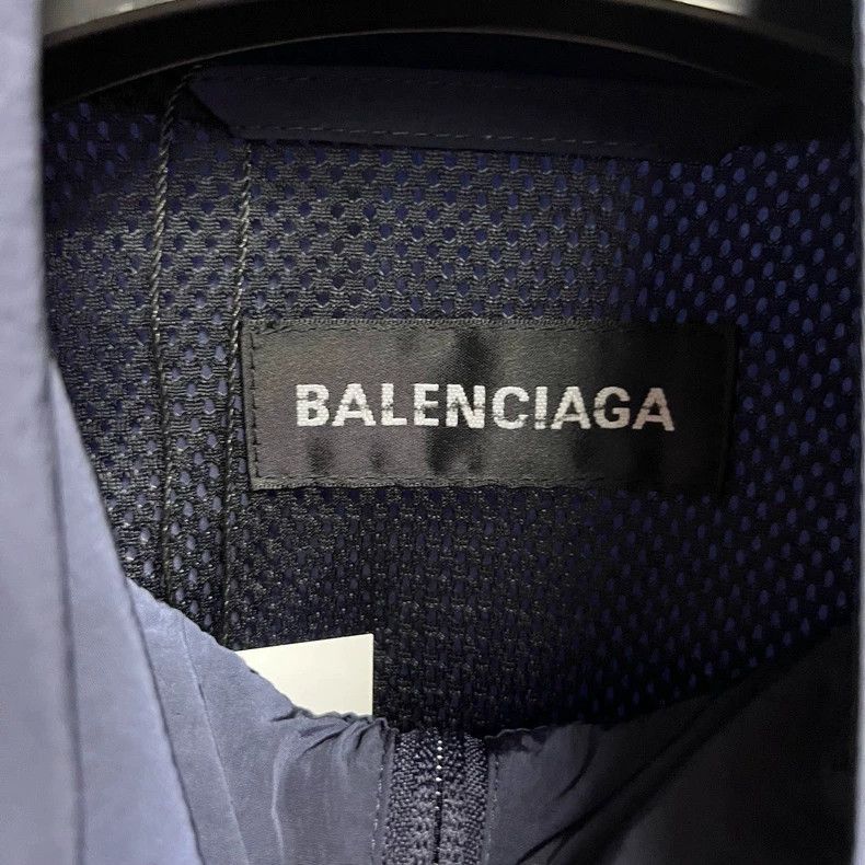 Balenciaga Blue Logo Print Zip Collar Long Sleeve Jacket Size US L / EU 52-54 / 3 - 2 Thumbnail
