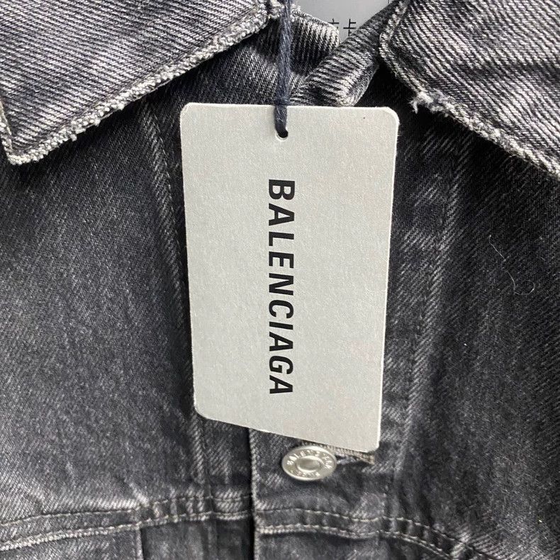 Balenciaga Balenciaga Black Gray Embroidered Denim Jacket Size US S / EU 44-46 / 1 - 5 Thumbnail